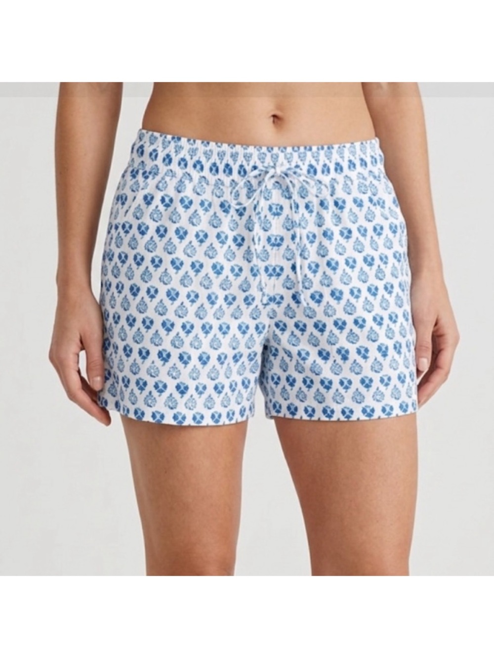 J.Crew Linen Blend Shorts Size Small Drawstring Pull-On Stretch Waist Boho Blue
